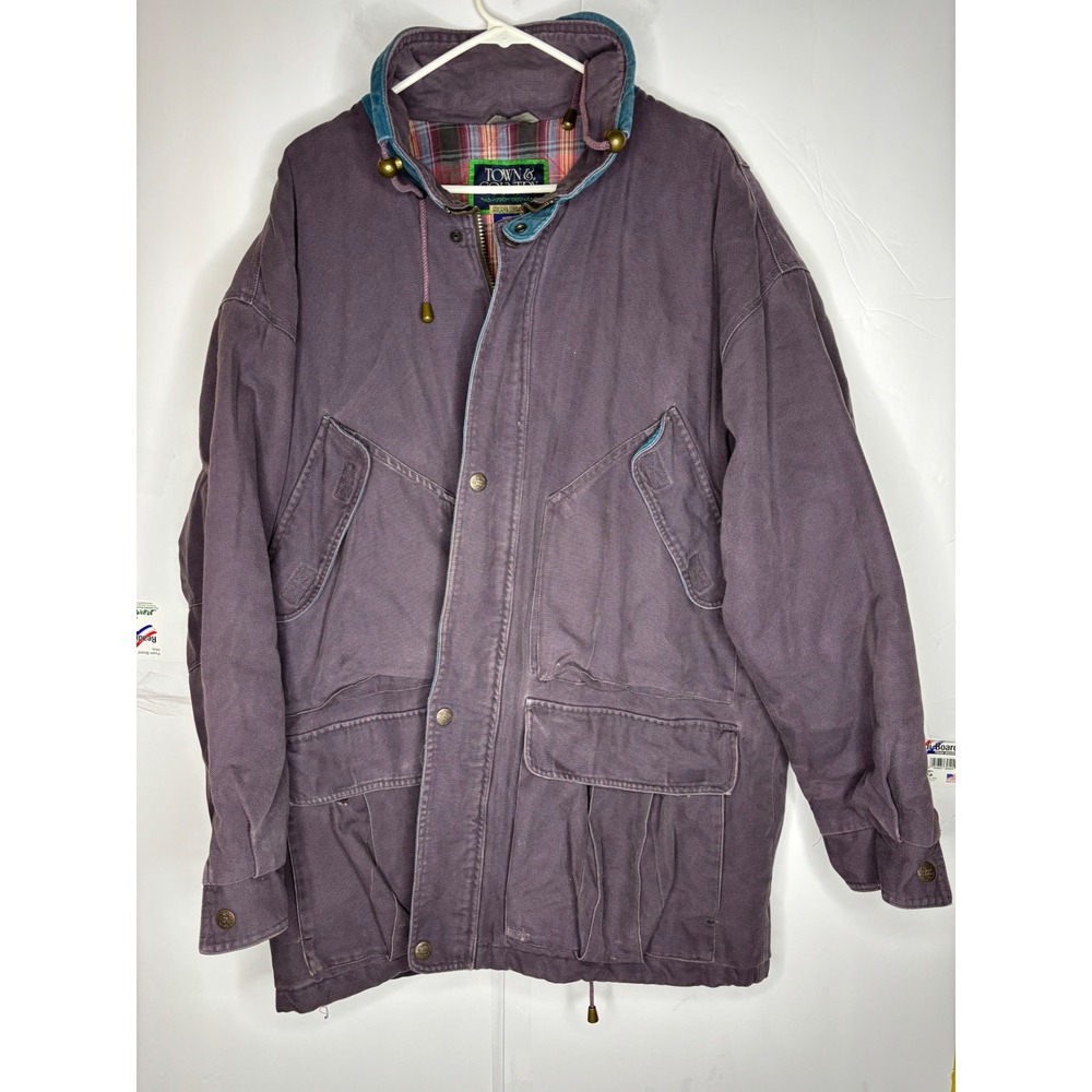 Town & Country Gordon & Ferguson Mens XL plum Purple Field Jacket‎ Plaid Lined
